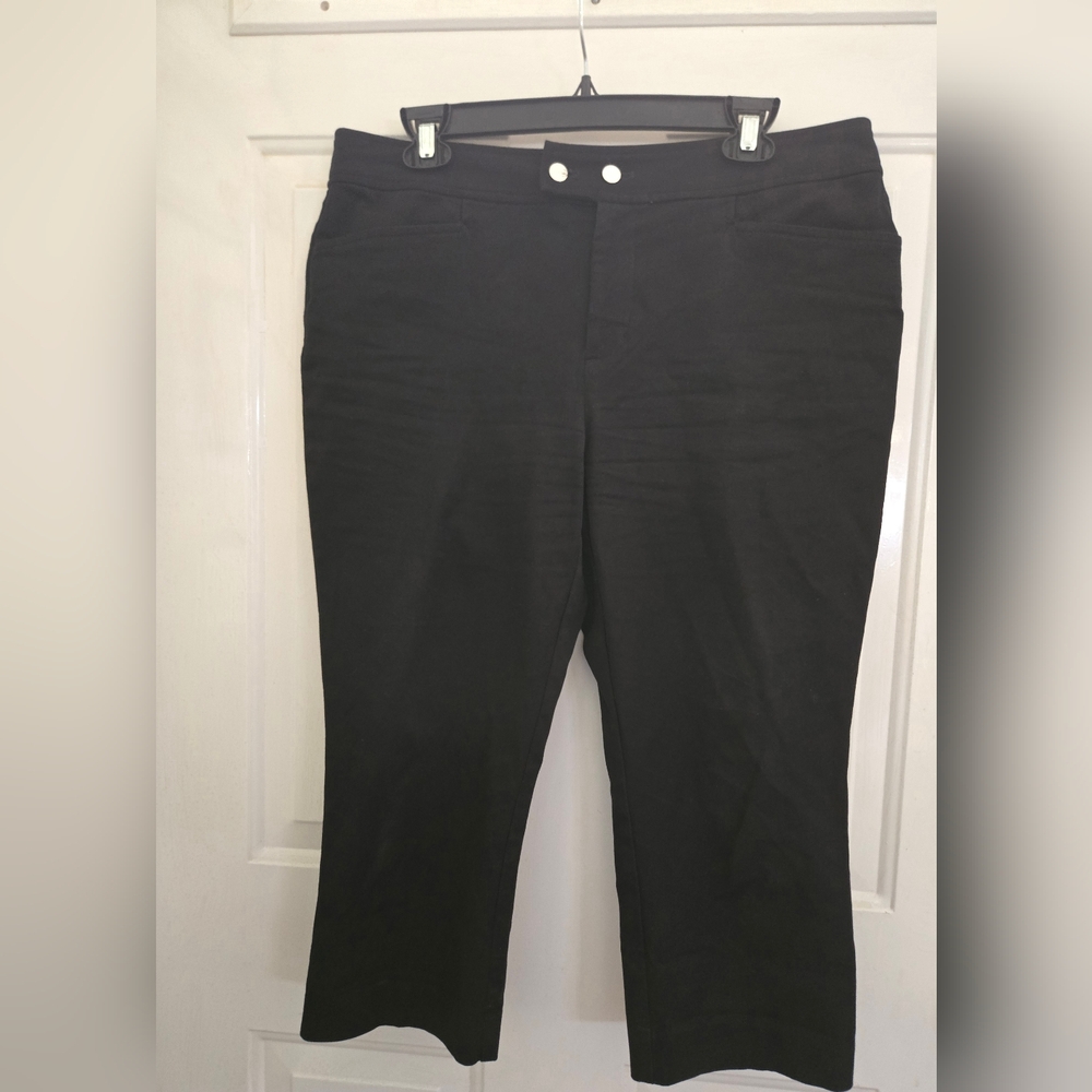 Chaps Womens Black Cropped Capri Pants 12P